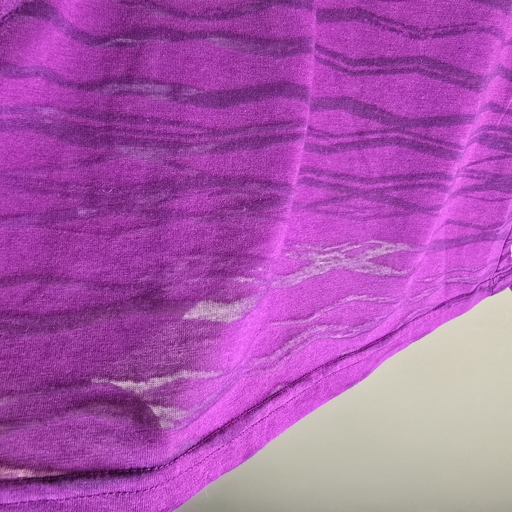 Lucy Activewear Pink Purple V Cowlneck Semi Sheer Top Large - Picture 3 of 9